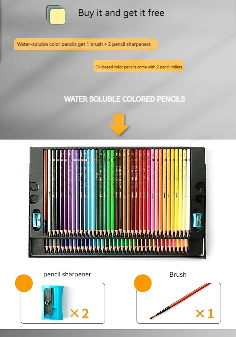 48-200 Farben Professionelle Farbige Ölstifte Aquarell-Zeichenstifte Set mit Aufbewahrungstasche Kunstbedarf – Detail 5