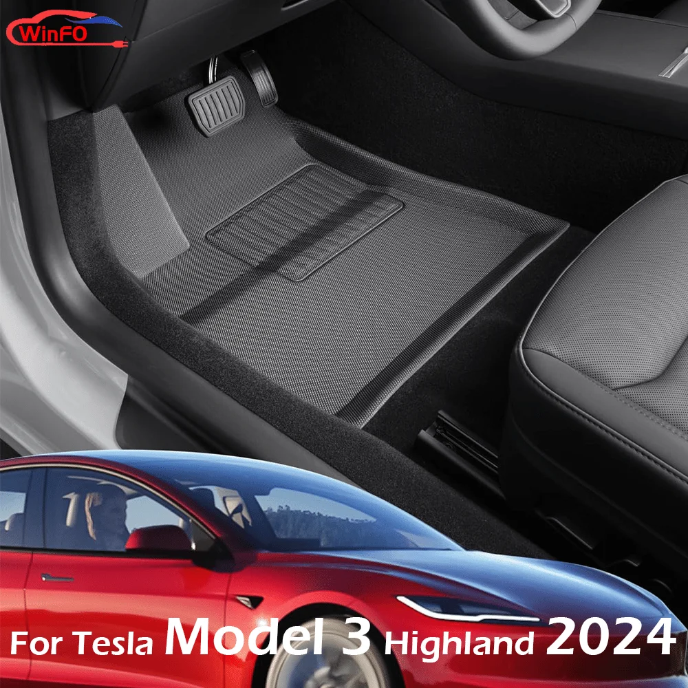 2024 for Tesla Model 3 Highland Floor Mats Full Set All Weather Floor Liners Trunk Frunk Mat Rear Cargo Tray