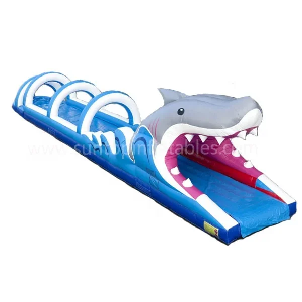 

newly designed inflatable shark belly pool slide for summer holiday