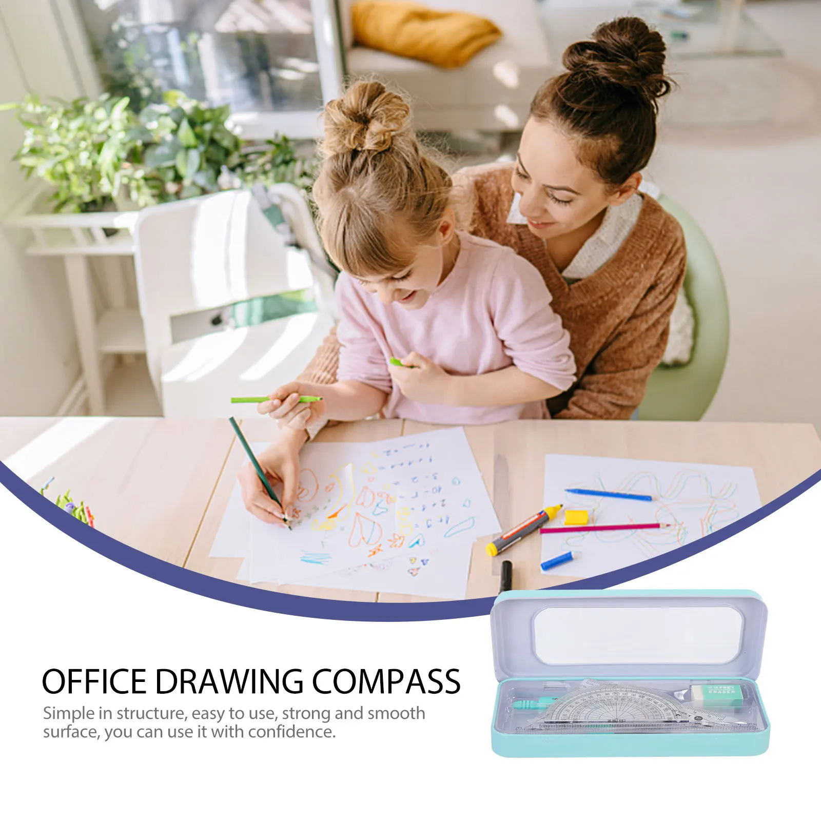 

1Set Geometry Drawing Tool Kit Lightweight Portable Measuring Set for Students Artists Architects Drafting Math School Supply