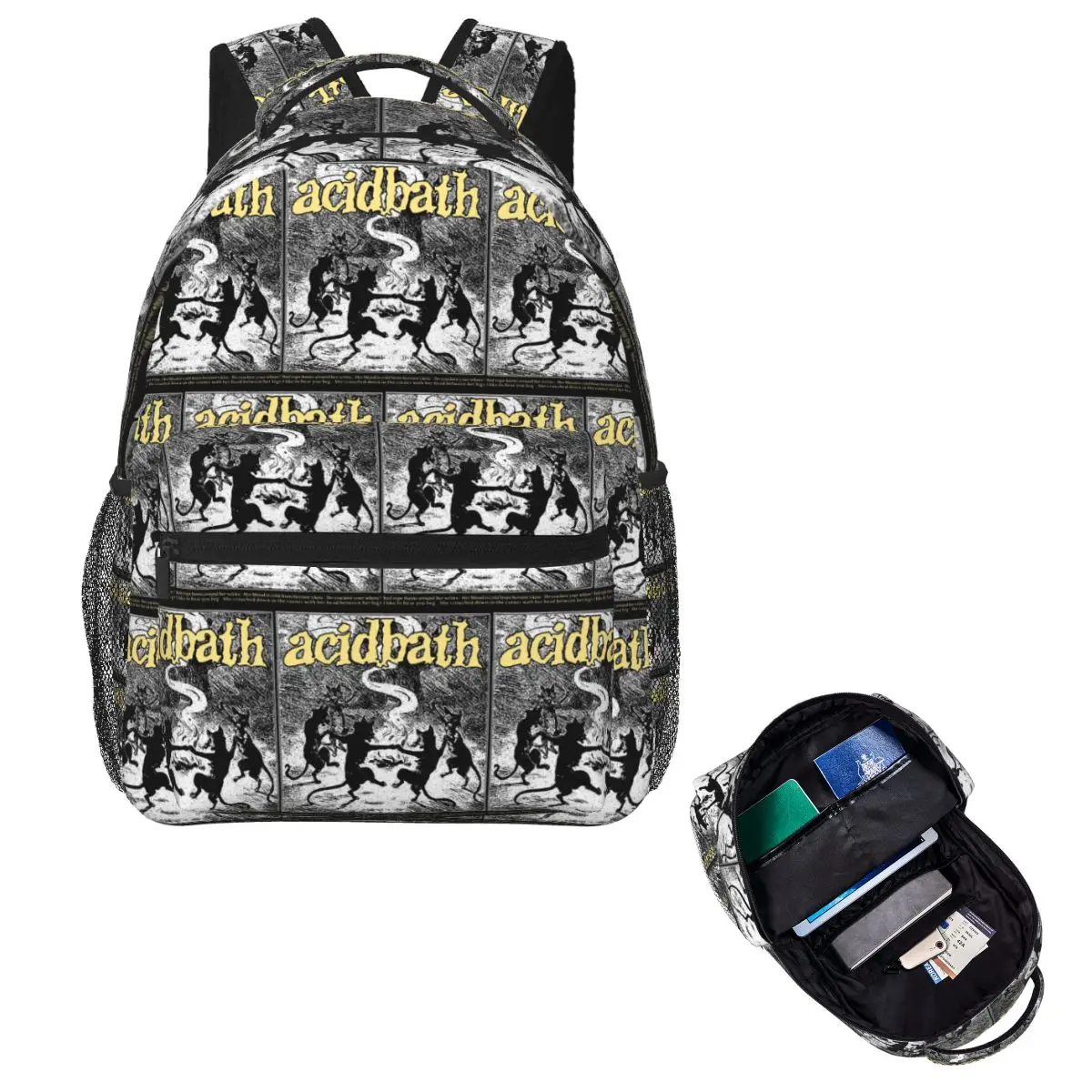 Band Acid Bath When Kite Line Pops Sludge Heavy Metal Hate Eyes Student Backpack School Bag Daypack Bookbag Shoulder Bags