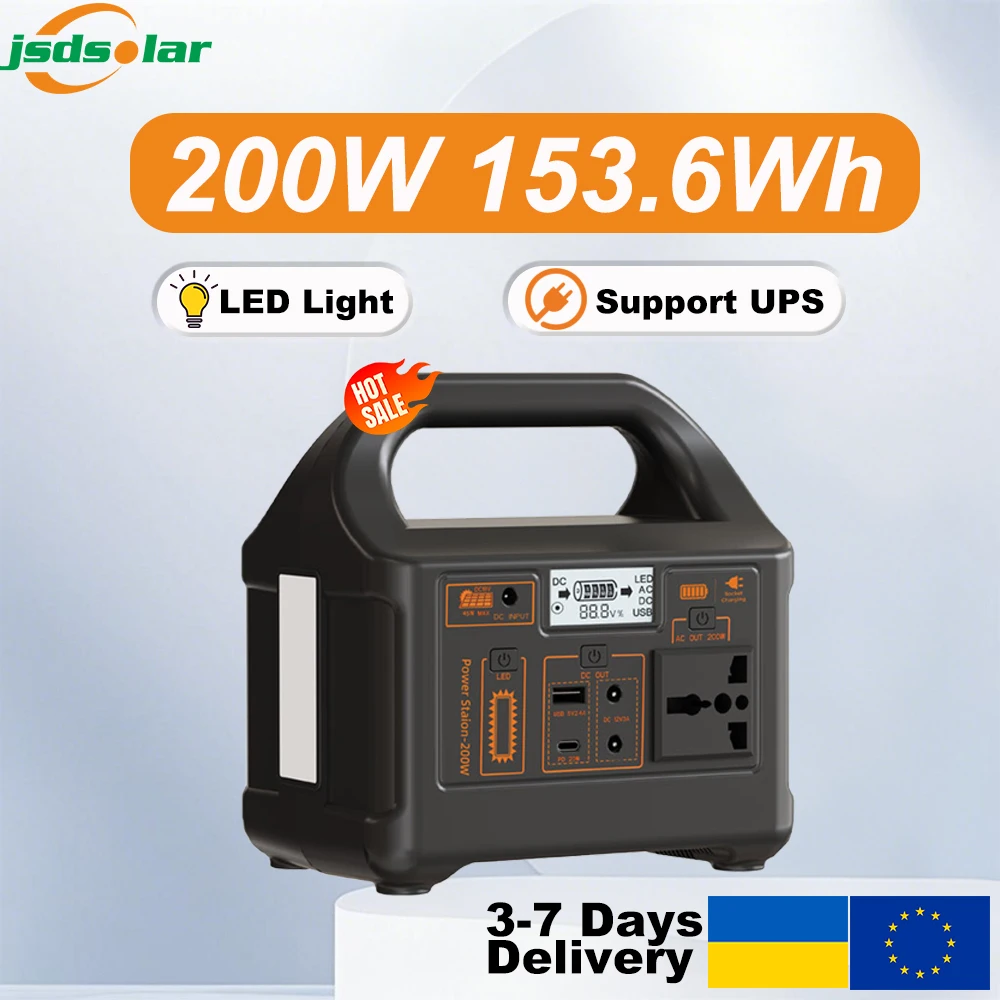 Gaiaray 200W Batterie Externe Portable 153.6Wh LiFePO4, Générateur Solaire 12.8V avec Fonction UPS pour Camping, Panne de Courant, Stockage d'Énergie Extérieur, Chargeur Solaire Mobile avec Lumière LED, Compatible Panneaux Solaires