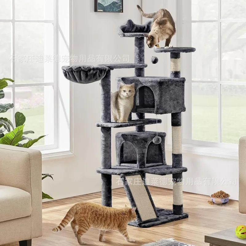 Multi-Functional Cat Tree & Climbing Frame - Large Cat Tower with Integrated Cat Nest | Interactive Pet Toy for Big Cats