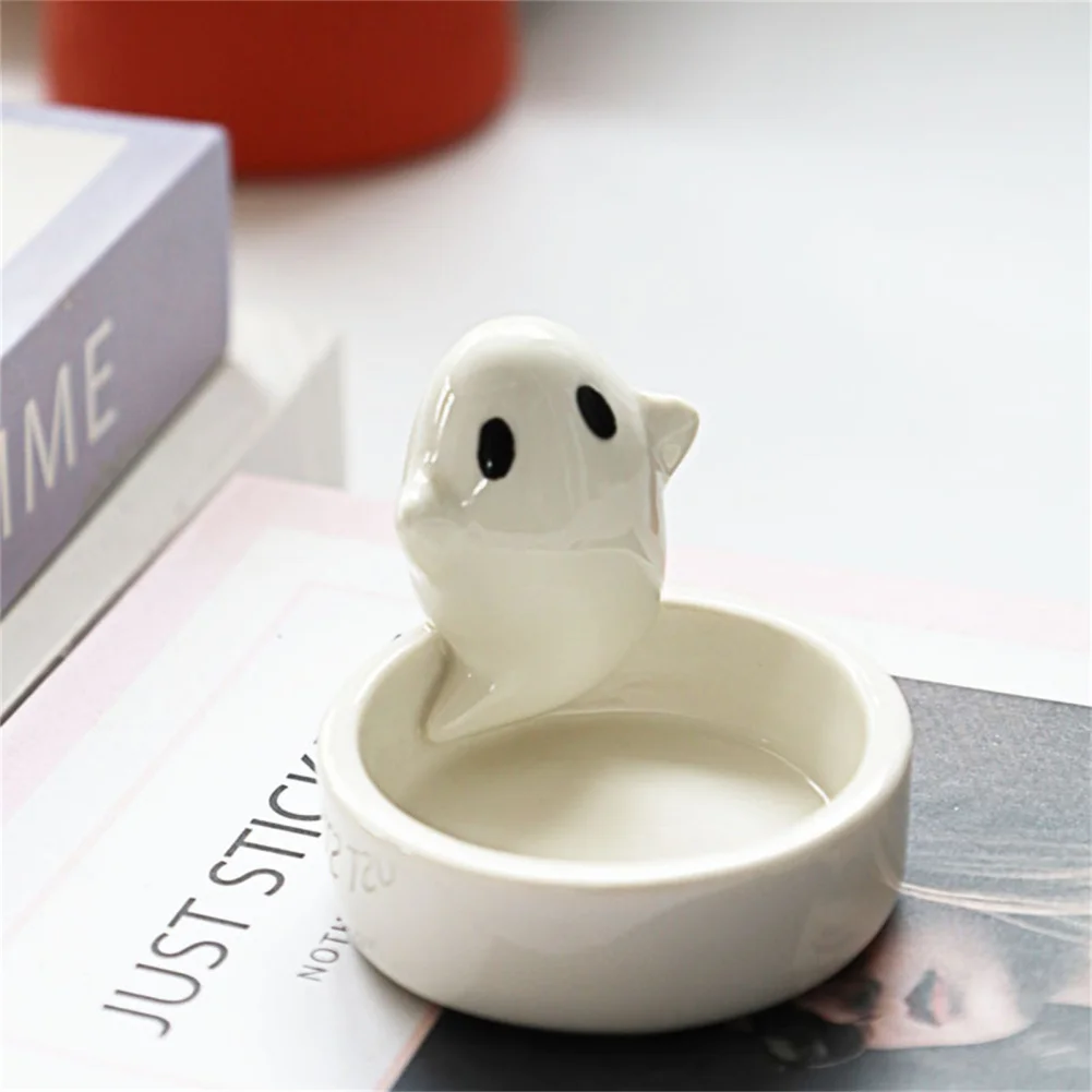 Halloween Candle Holders Cartoon Candle Holder Cute Ceramic Candle Sticker Holder Cup Specter Shape Tealight Cup For Party Decor