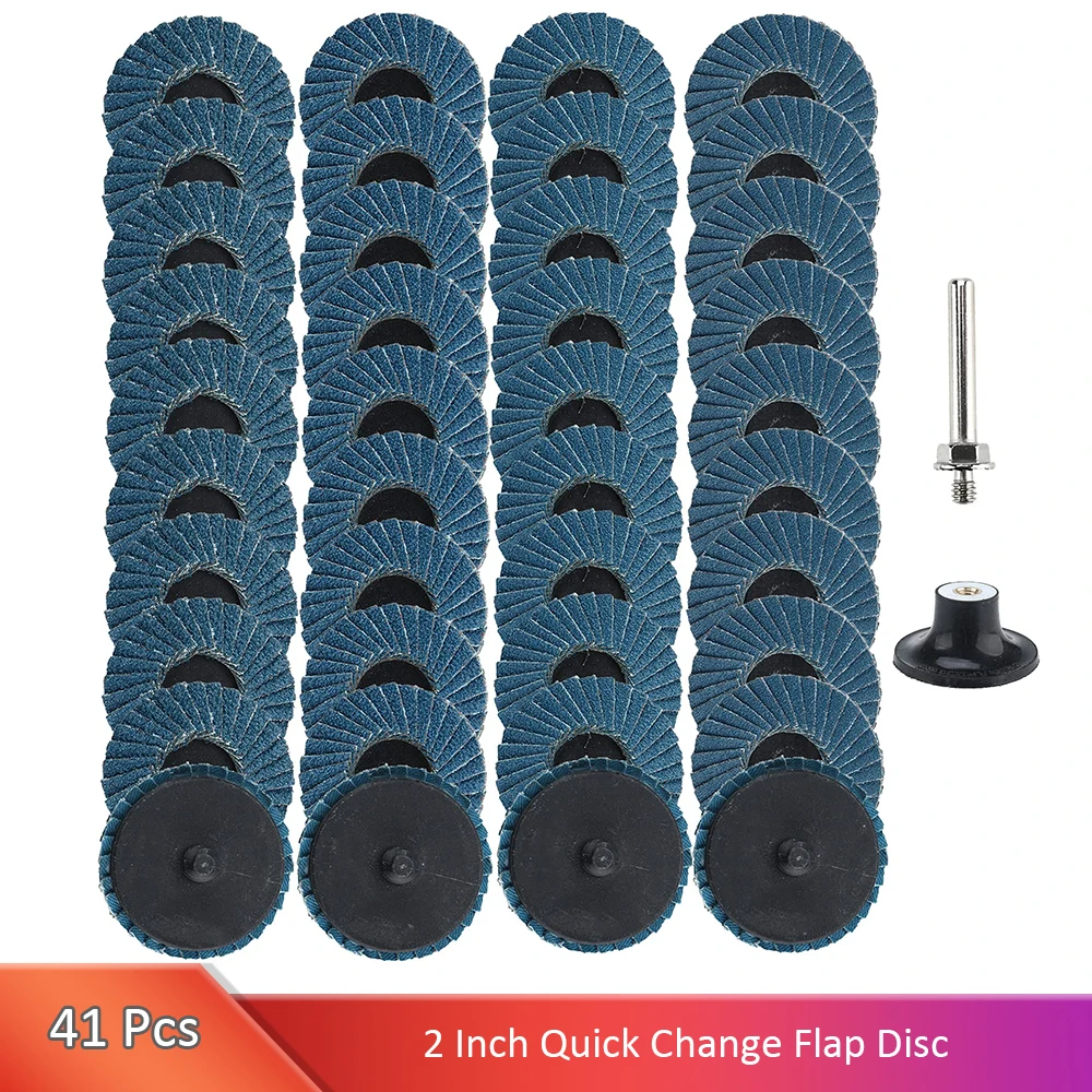 40 Pcs 2 Inch Quick Change Flap Disc Roll Lock Flap Sanding Disc with 1/4