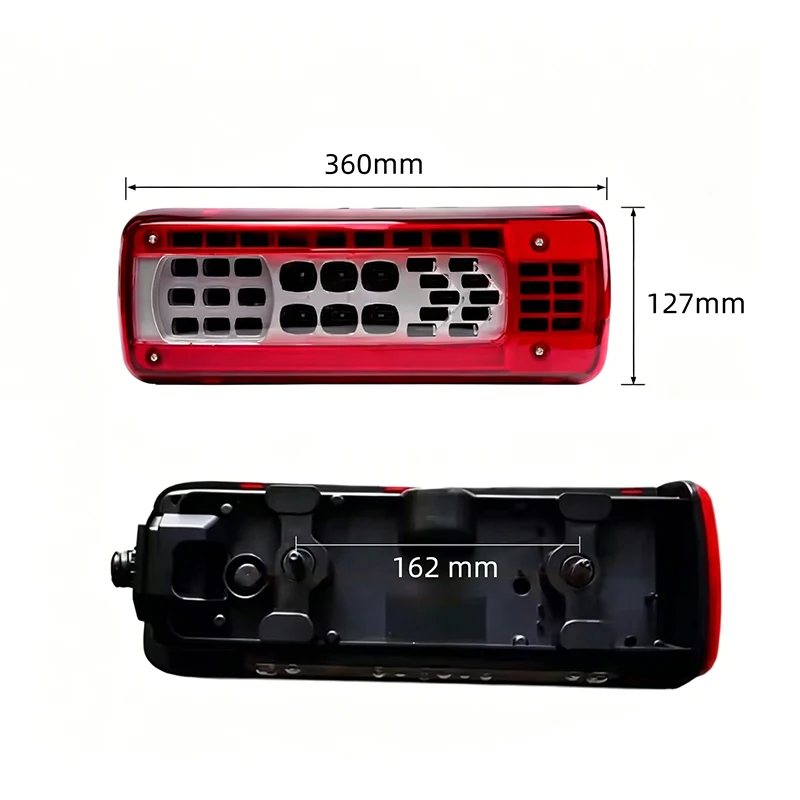 1PC 24V LED Tail Light for Volvo Truck FM Series- Rear Stop Brake Lamp with Fog/Turn/DRL/Reverse & Buzzer -7-Pin AMP Plug & Play
