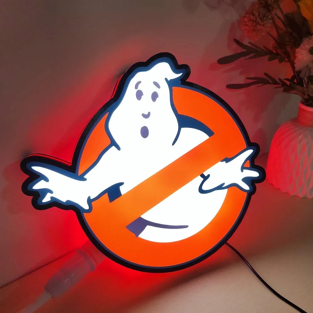 Ghostbusters 3D Printed LED Lightbox  Anime Light Boxes Arcade Games Sign Custom Wall Decor Bedroom Gameroom Hanging Sign