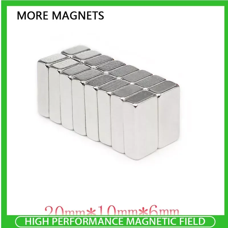 2/5/10PCS 20x10x6mm N35 Square Super Strong Neodymium Magnet Block Magnetic Sheet Fridge Magnets Powerful Fishing Magnets