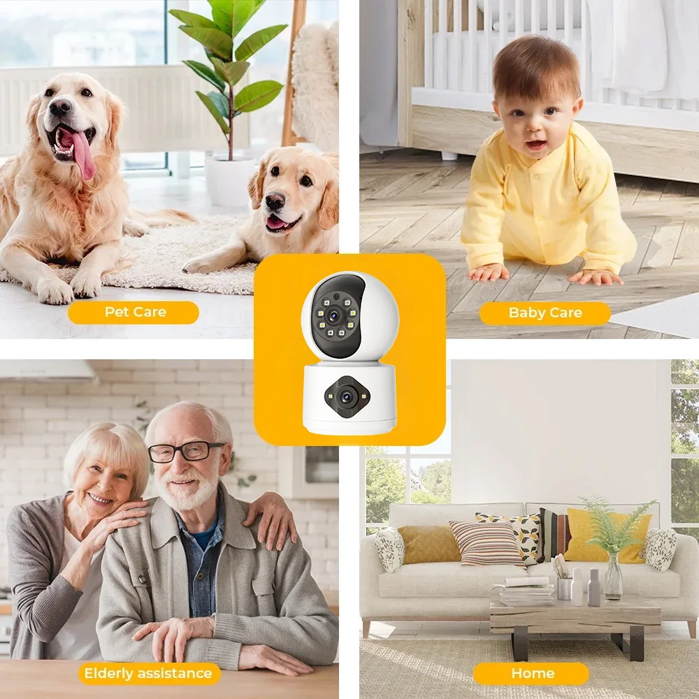 4MP Yoosee/Carecam/YiLot APP Dual Objektiv Voll Farbe Drahtlose PTZ IP Dome Kamera AI Humanoiden Erkennung Home Security CCTV Monitor