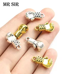 10pcs 17.9*9.2MM Boxing Glove Fist Charms Antique Gold/Silver Color Pendant for Jewelry Making Necklace DIY Handmade Accessories