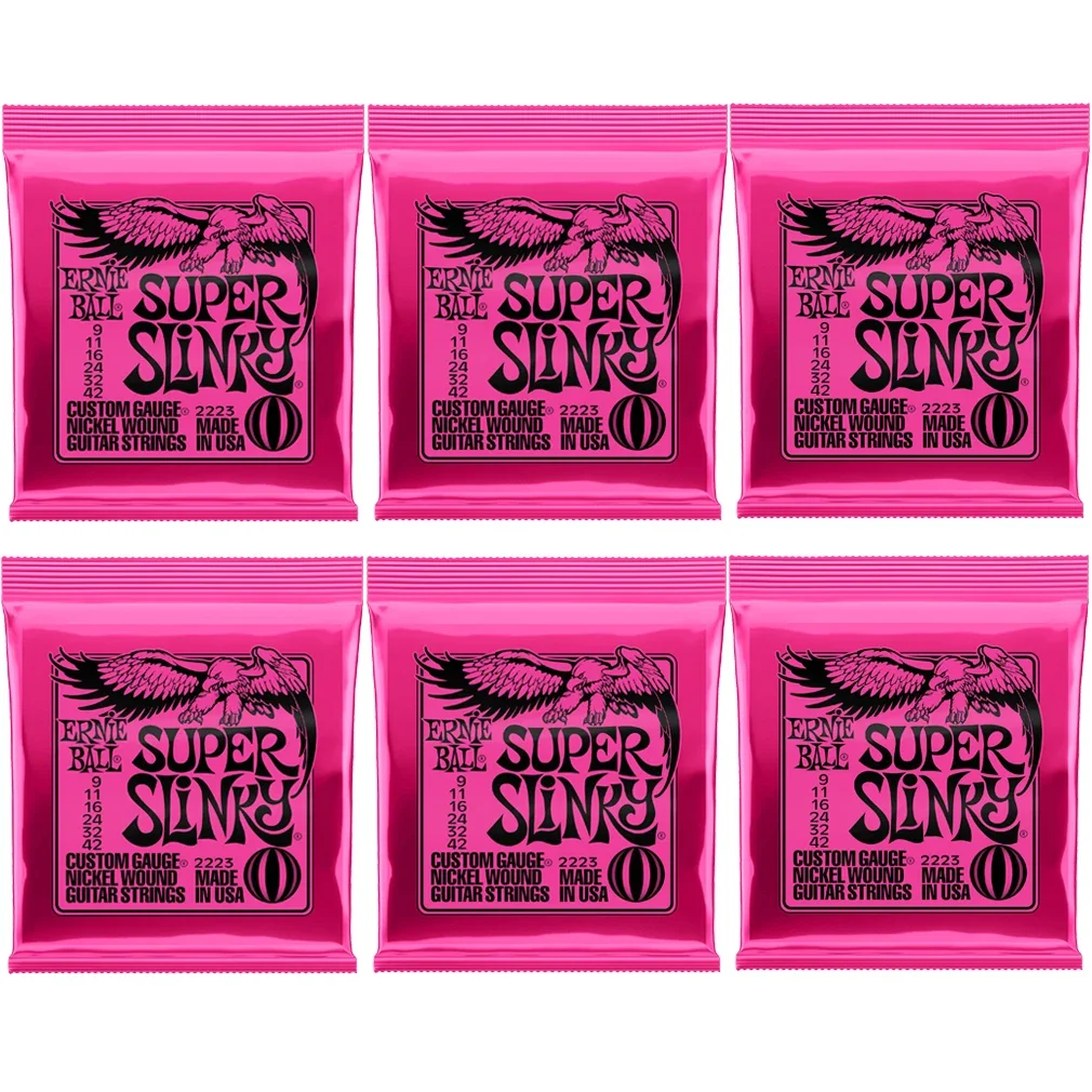 6 Pcs Ernie Ball Slinky Nickel Wound Electric Guitar Strings Play Real Heavy Metal Rock Guitar Accessories Digital Rope 2221