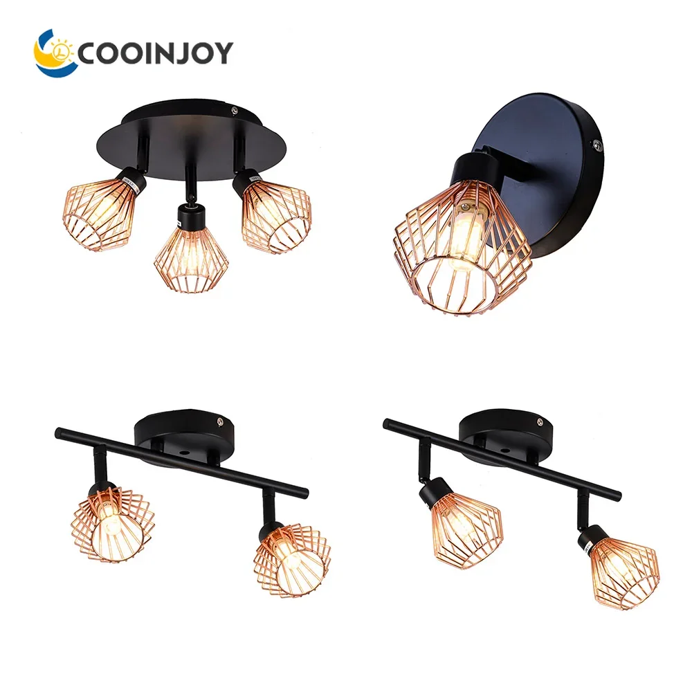 Rotatable Mount Ceiling Light LED Track Lighting Kit Fixture for Bedroom Hallway Track Ceiling Spotlight 3Light Vintage