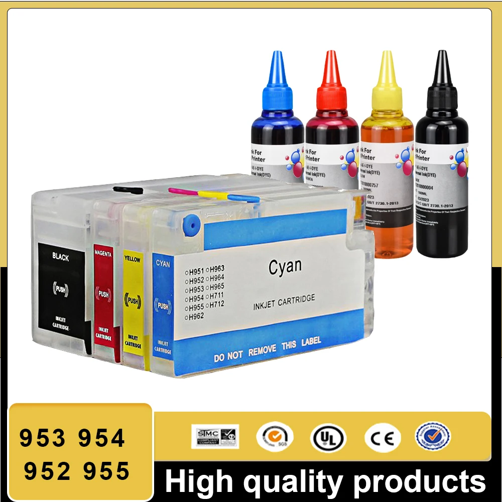 

954XL Refillable Ink Cartridge With ARC Chip For HP95U XL 952 953 954 955 955XL For HP OfficeJet Pro 7740 8210 8710 8720 8730