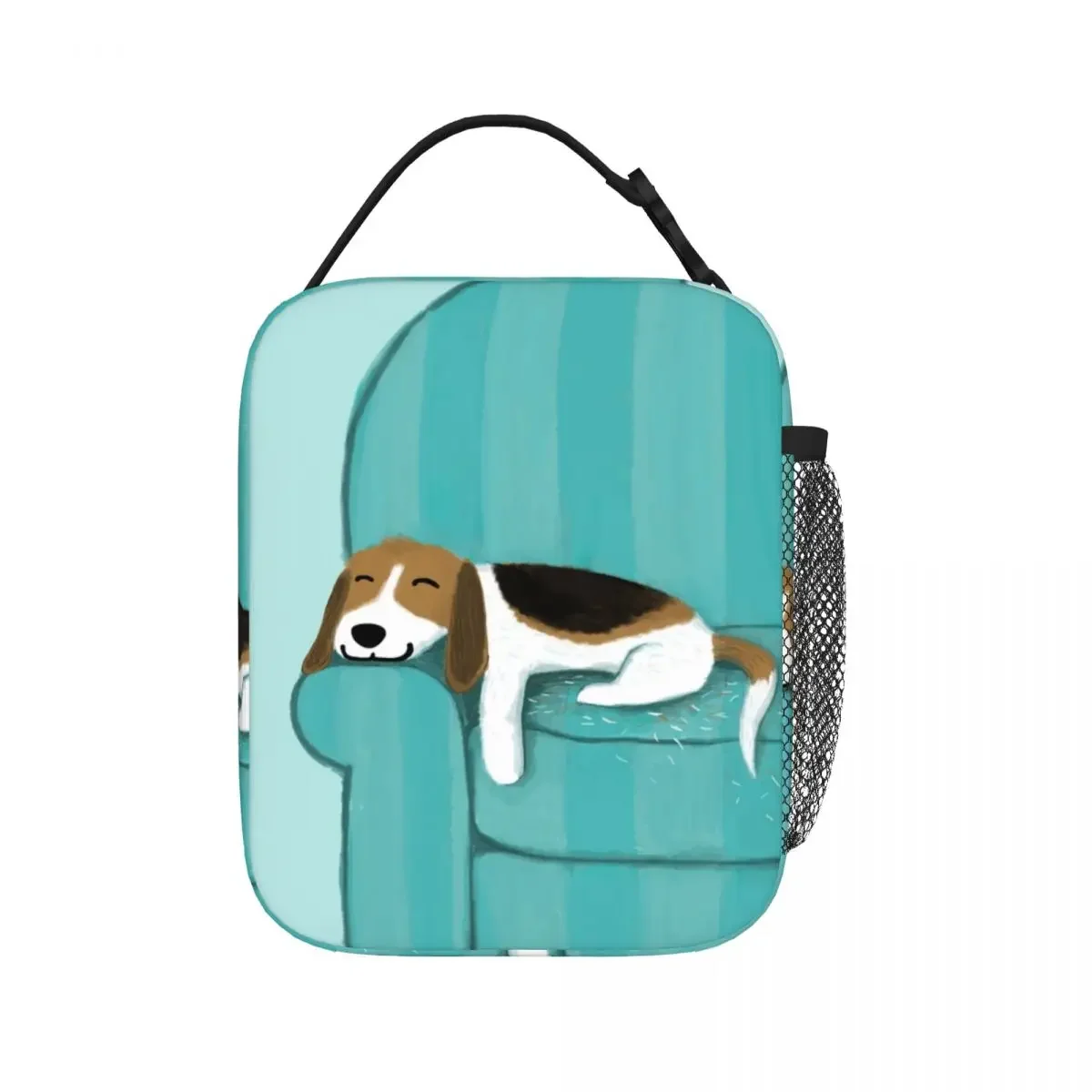 Happy Couch Dog Cute Beagle Throw Lunch Bags Insulated Lunch Tote Bento Box Resuable Picnic Bags for Woman Work Children School