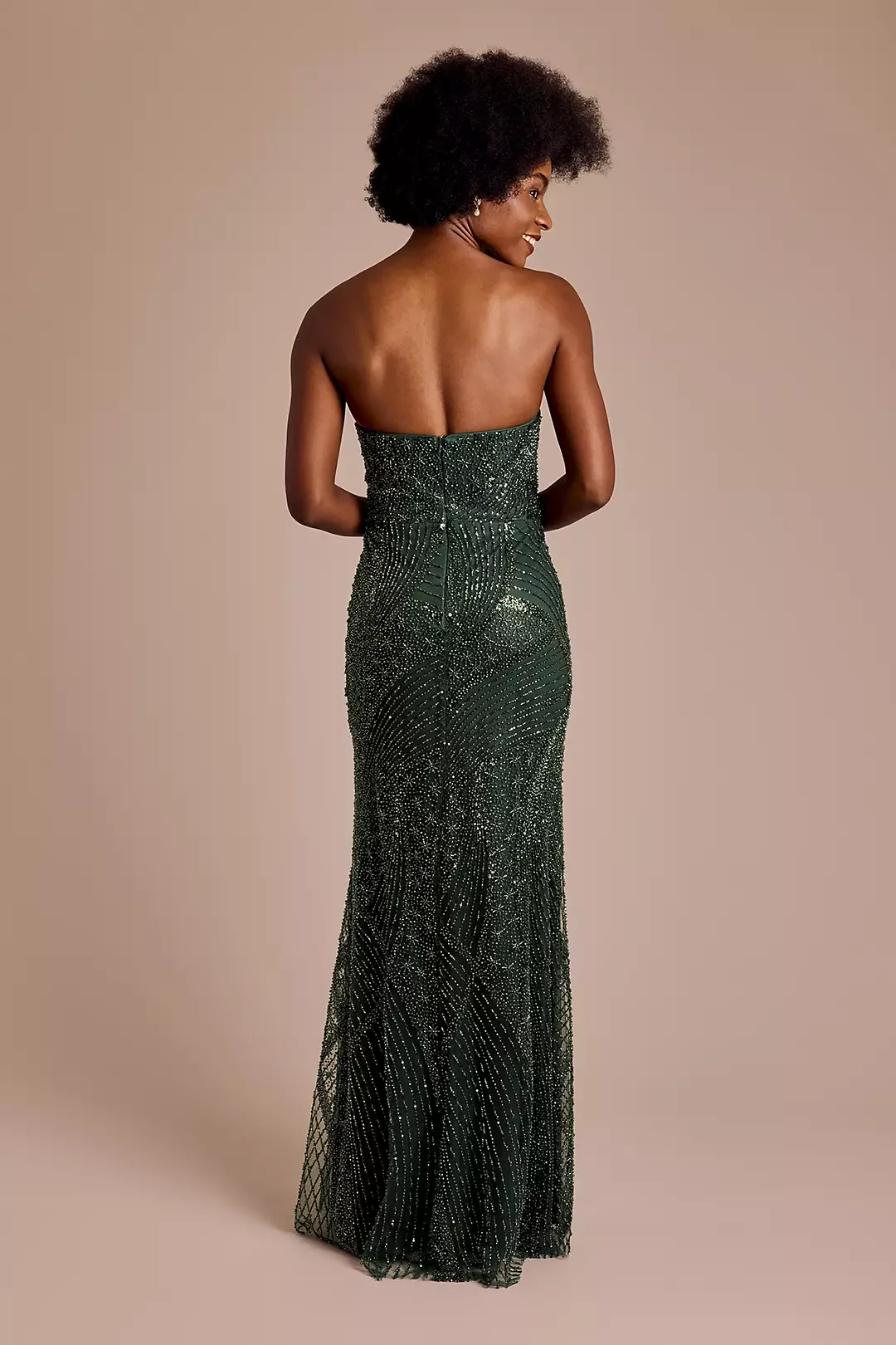 Vestido feminino personalizado com saia de lantejoulas sem alças verde escuro e estilo rabo de peixe dividido lindo e elegante vestido de noite