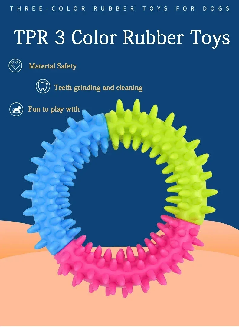 Niedliche Hundespielzeuge: Trainings-Frisbees, Haustier-Ring, Stacheliger Kreisring, Beiß- und Kau-Spielzeug zur Zahnreinigung, Haustierbedarf, Hundezubehör – Detail 2