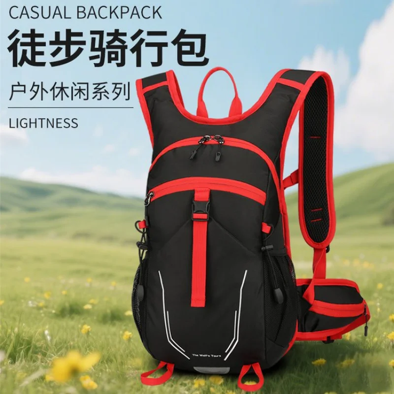 Backpack Colorful Nylon Fabric Patchwork Zipper One Size Outdoor Cycling Sports Hydration Backpack