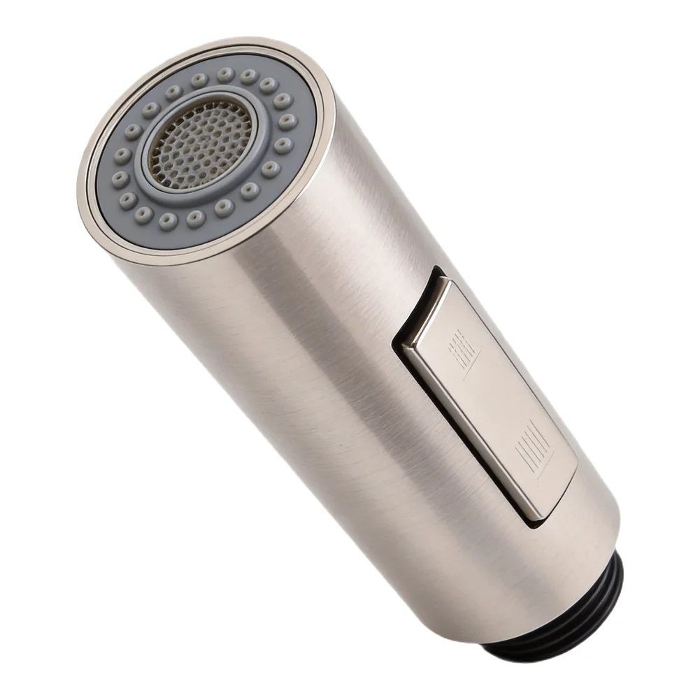 Kitchen Pull Out Spray Head with G1/2 Male Connector ABS Body Brushed Nickel Two Spray Types Centralized Injection