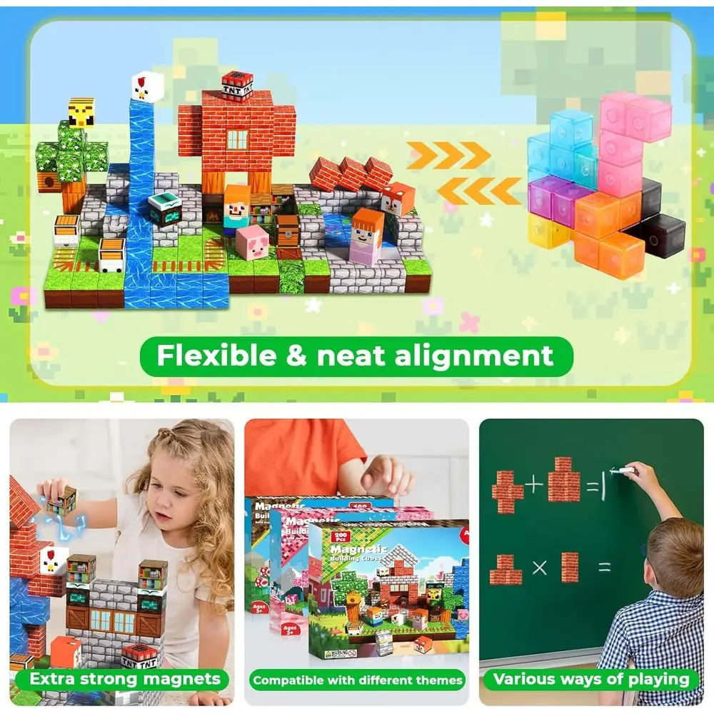 200 Piece Magnetic Building Set - Educational STEM Toys for Kids, Montessori-Inspired Sensory Play for Ages 3+, Perfect Gift for