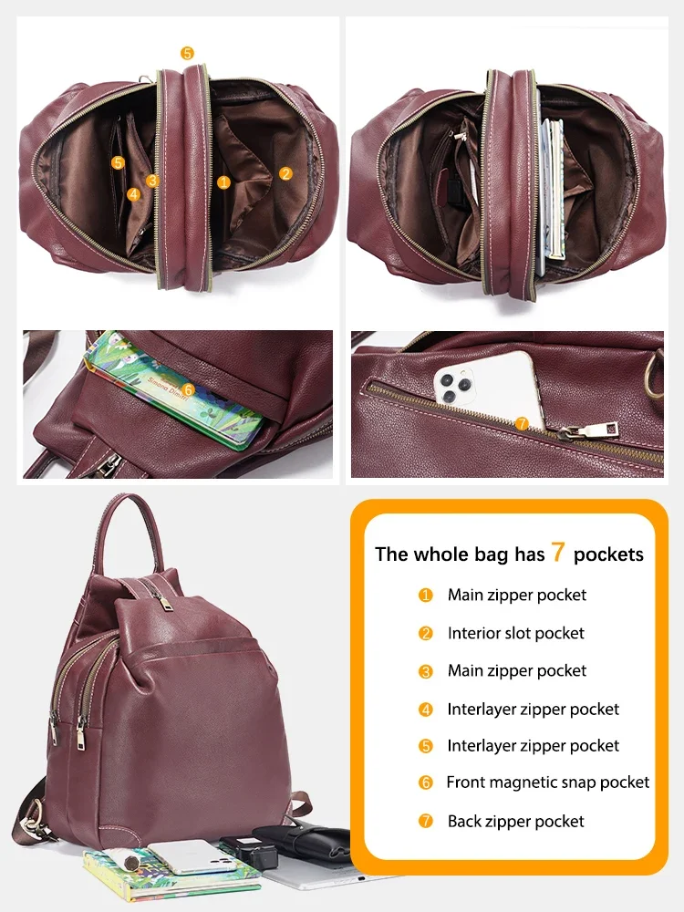 Zency Designer-rugzakken voor dames van echt leer Hoge kwaliteit reisschouder anti-diefstal satchel-rugzak