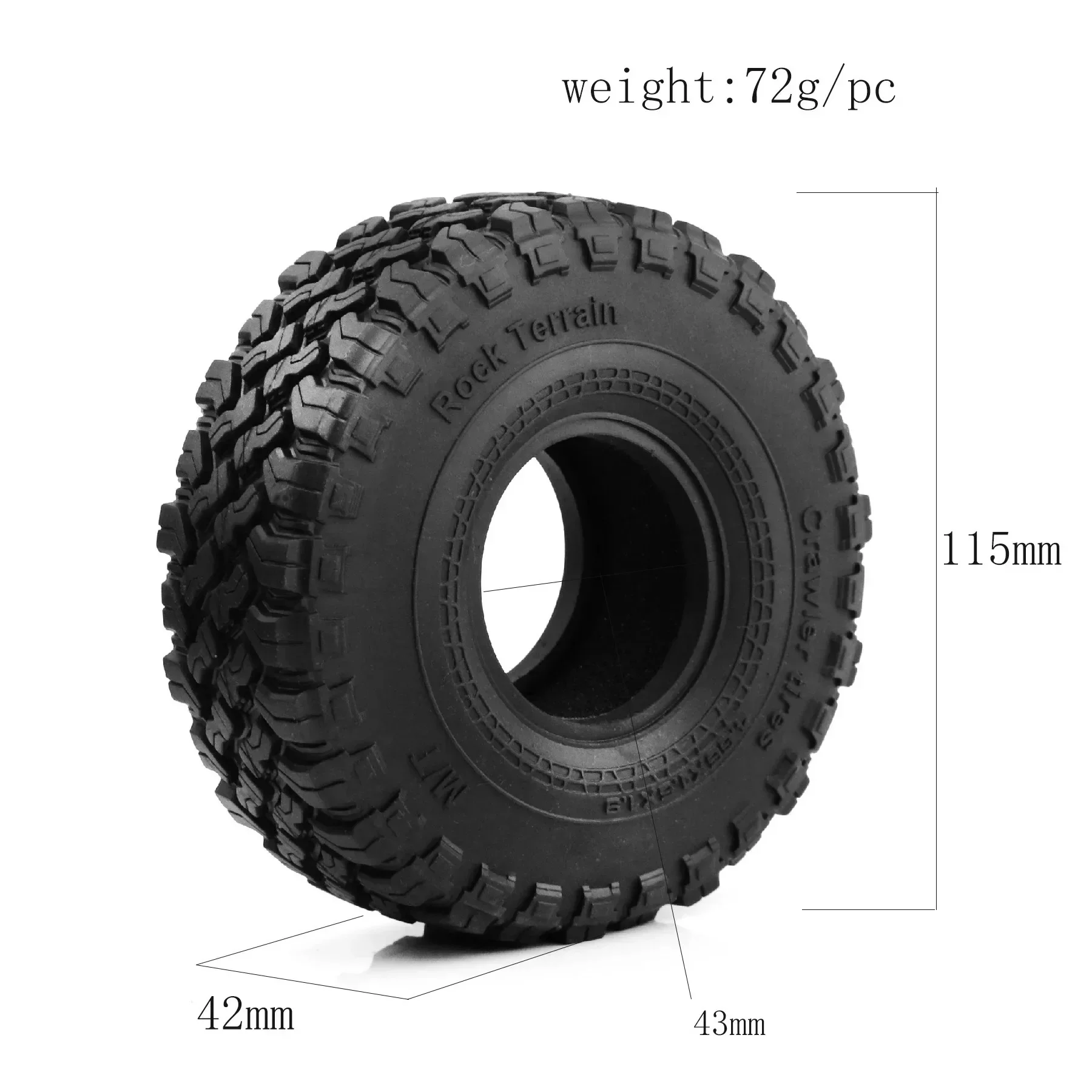 

115mm 1.9" Soft Rubber Tire Wheel Tyre for 1/10 RC Crawler Car Axial SCX10 Pro Capra Traxxas TRX4 RC4WD D90 Redcat