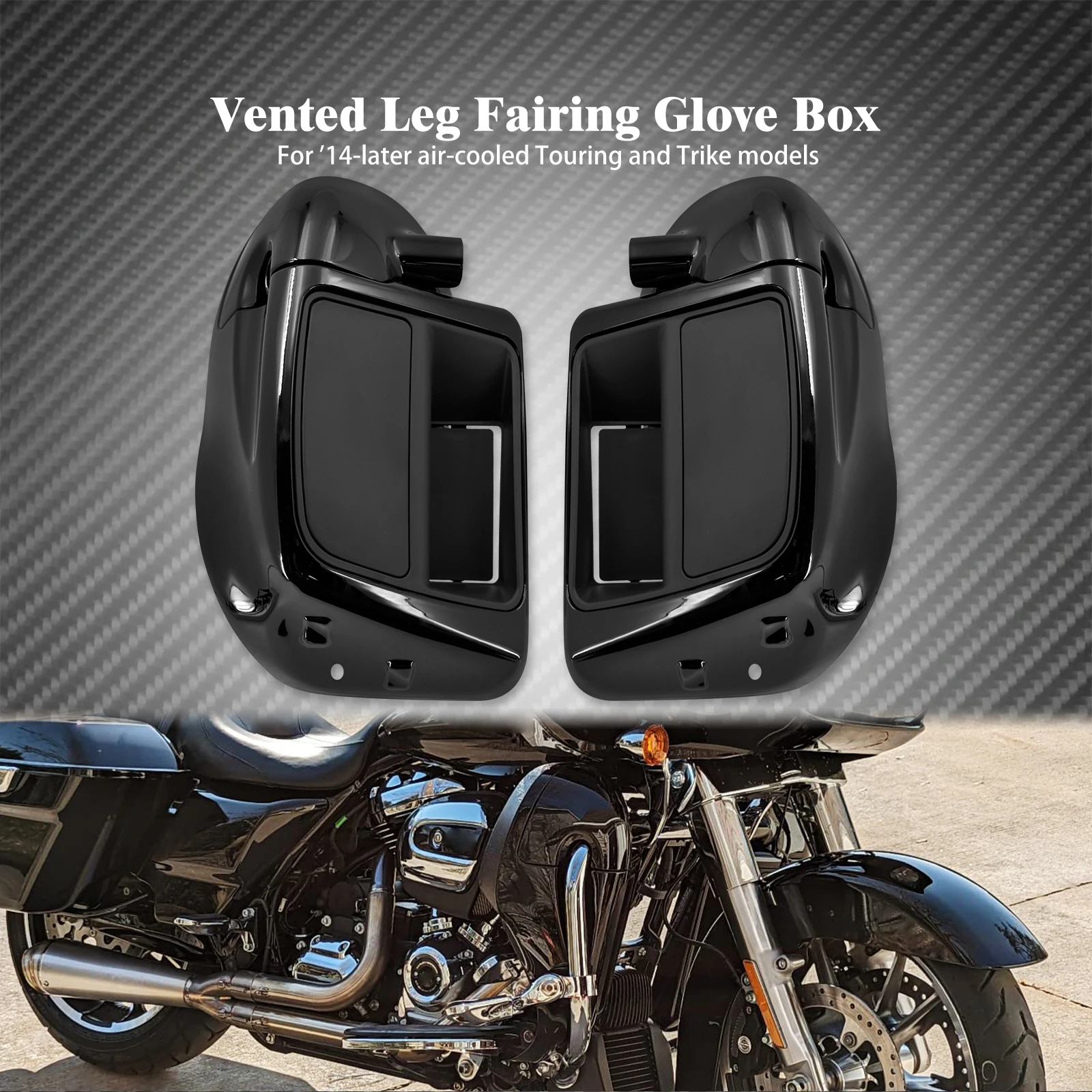 Motorrad glänzend schwarz unten belüftet Bein Verkleidung Handschuhfach für Harley Touring Street Glide Ultra Road King 2014–2022 2023