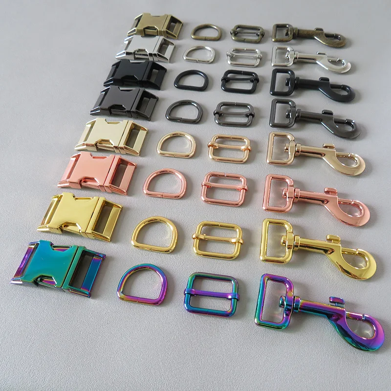 

20Sets/Pack 25mm Webbing Metal Belt Buckle Strap Slider D Ring Snap Clip Hook For Pet Dog Collar Leads Lobster Clasp Accessories