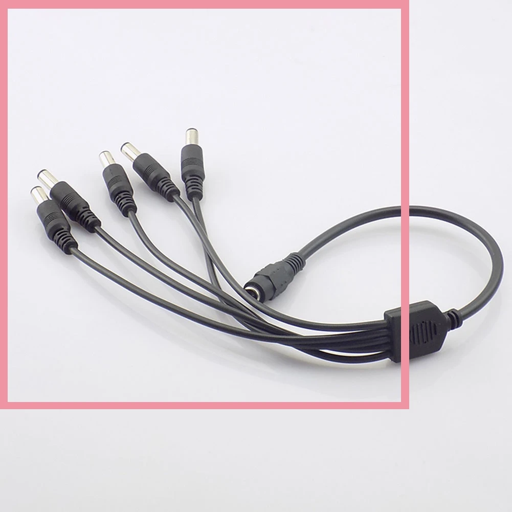 DC Power Supply Adapter 12V Pigtail 2.1*5.5mm 1 Female to 5 Male Splitter Cable Plug for CCTV Camera DVR NVR B6