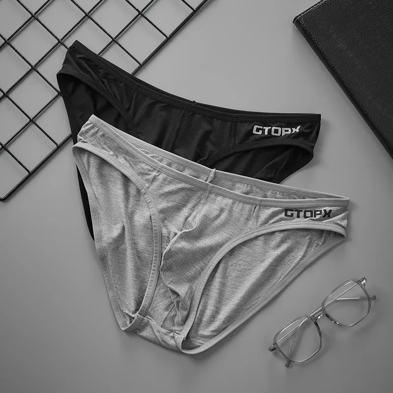 3Pack Mens Underpants Low Waist Briefs U Convex Bag Moisture-wicking Comfortable Sexy Mens Bikini