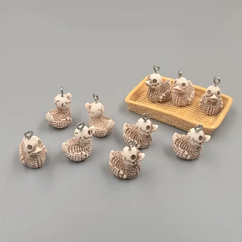 10pcs Halloween Skull Duck Charms, Resin Pendants for DIY Earrings, Keychain and Handmade Craft, Jewelry Making Accessories view 4