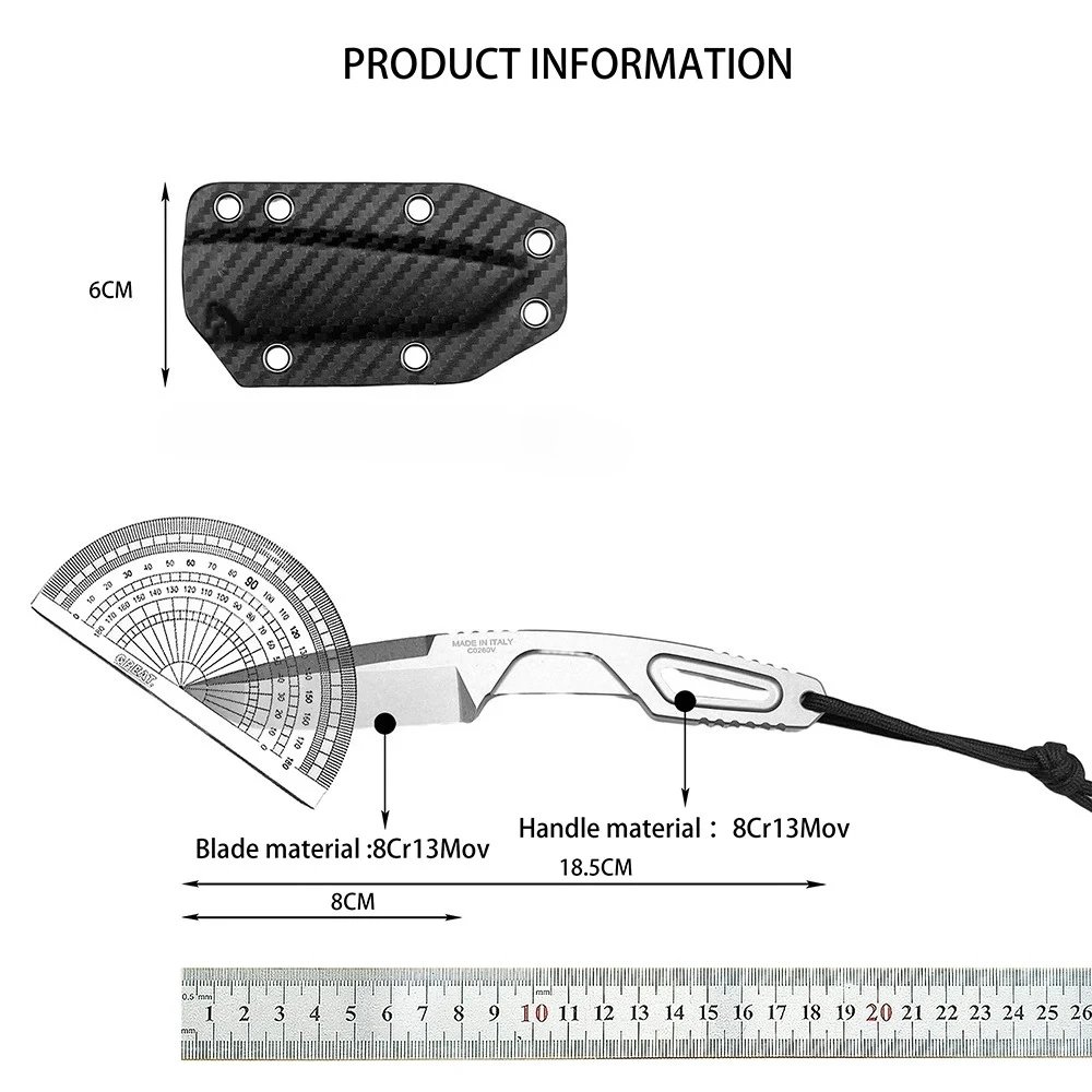 High Hardness Straight Cutter EDC Gear Jungle Adventure Outdoor Camping BBQ Fishing Wild Crop Collecting Hiking Stick Modifying