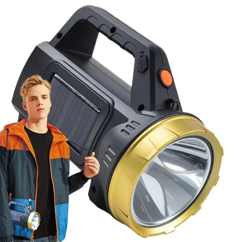 

Solar Flashlight LED Rechargeable Flashlights 3 Modes Bright Energy-Efficient Waterproof Spotlight for Hunting Home Inspection