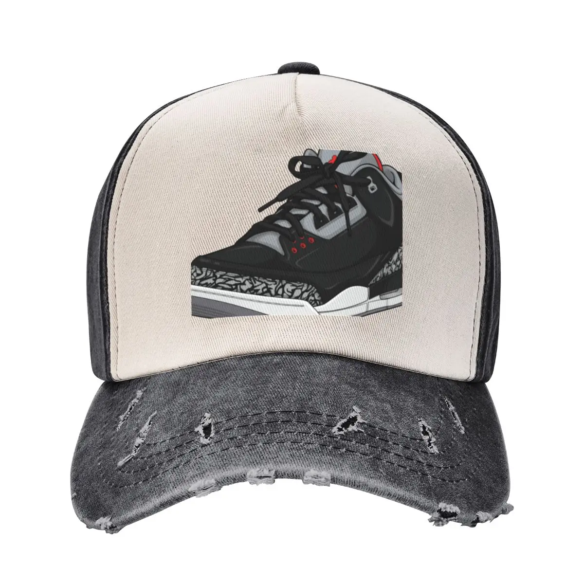 Threes BLACK CEMENT Baseball Cap Cosplay Christmas Hat Designer Man Women's