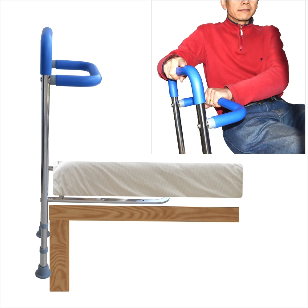 

304 Stainless Steel Floor-standing Bed Aid Handle Double Layer Height Adjustable Assist Getting up Grab Bar for Elderly