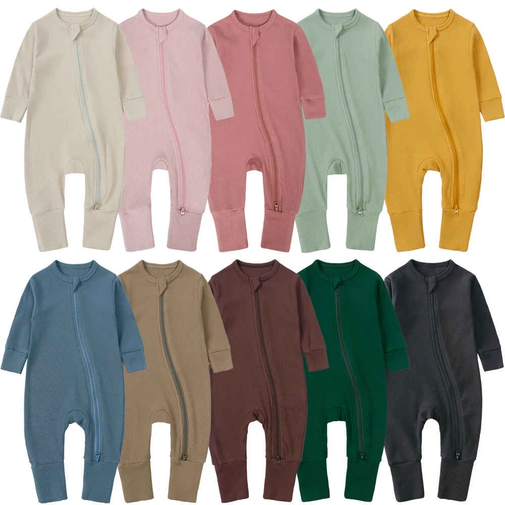 

2025 Spring Baby Romper Thicken Bamboo Pajamas Ribbed Long-sleeved Clothes Infant Boy Jumpsuit Newborn Girl Bodysuit Sleeper