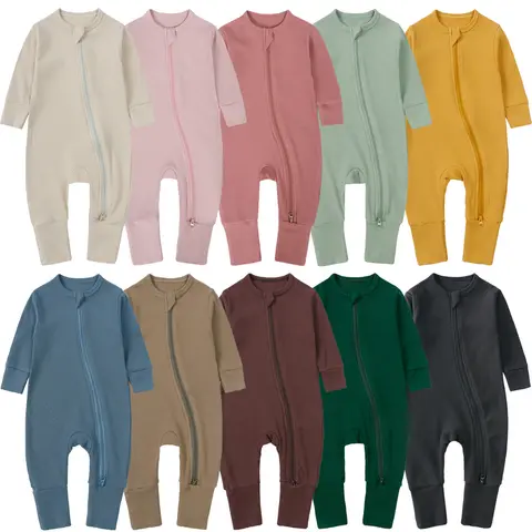 2025 Primavera Pagliaccetto Del Bambino Addensare Pigiama di Bambù A Coste Vestiti a maniche lunghe Infantile Ragazzo Tuta Neonato Ragazza Tuta Dormiente