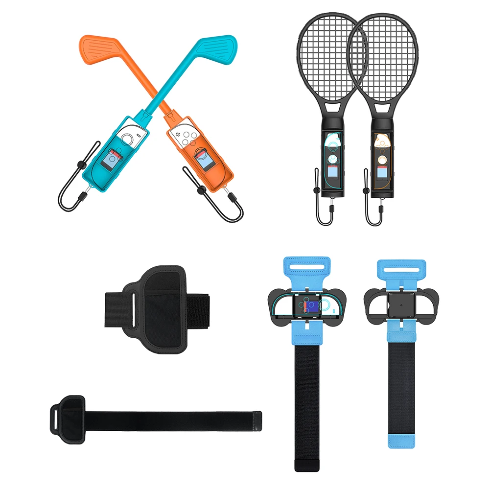Pacchetto di accessori sportivi 10 IN 1 per Nintendo per Switch 2 Joy-Con Racchetta da tennis Golf Club Bracciale con cinturino per gamba