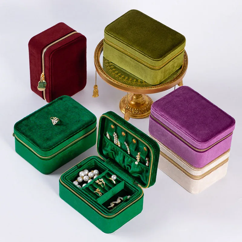 Affordable Luxury Style Double-Layer Flannel Jewelry Box Bracelet Necklace Earrings Organizer Boxes Storage Creativity Ornament