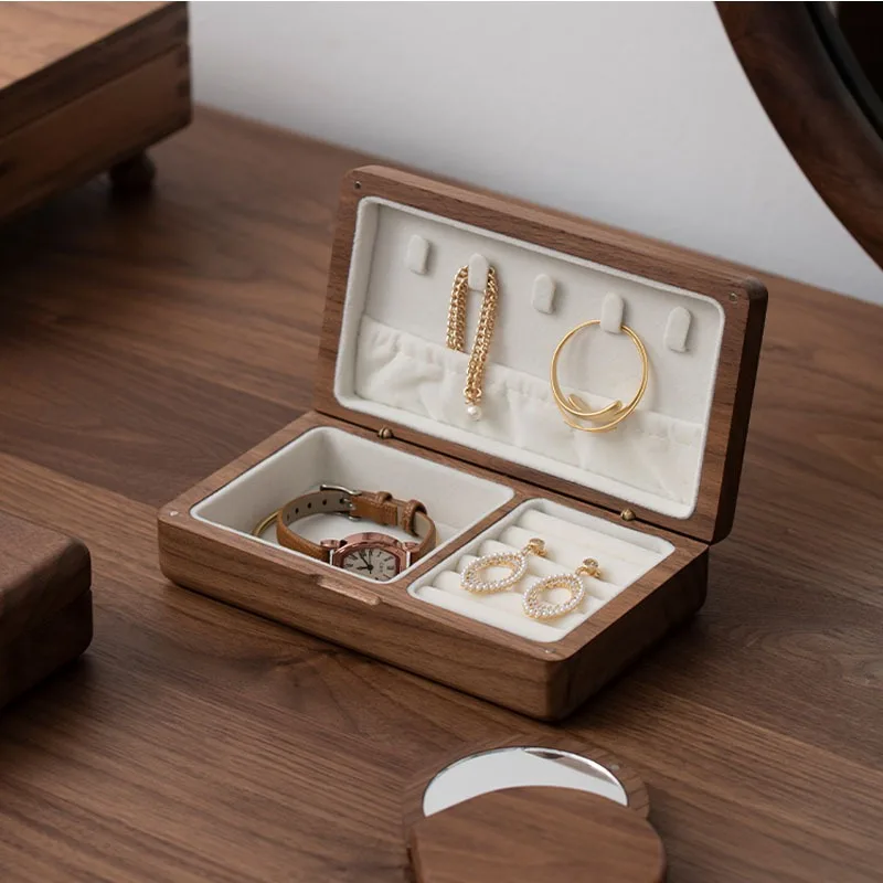 

Wooden Jewelry Box Portable Retro Luxury Magnetic Suction Jewelry Boxes Household Necklace Rings Earrings Organiser Boxes