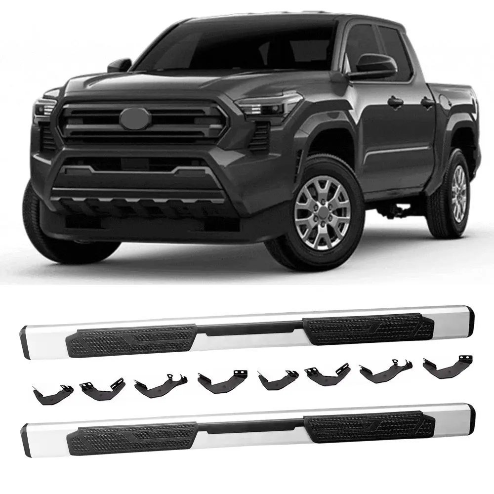 

2 шт. серебряная подножка подходит для Toyota Tacoma 2024 2025 боковая ступенька Nerf Bar