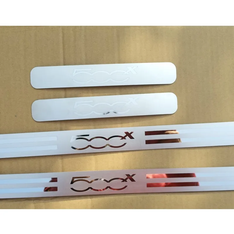

For FIAT 500X 2014-2018 2019 Stainless Door Sill Kick Scuff Plate Protector Trim Guard Pedal Cover Sticker Car Styling Accessory