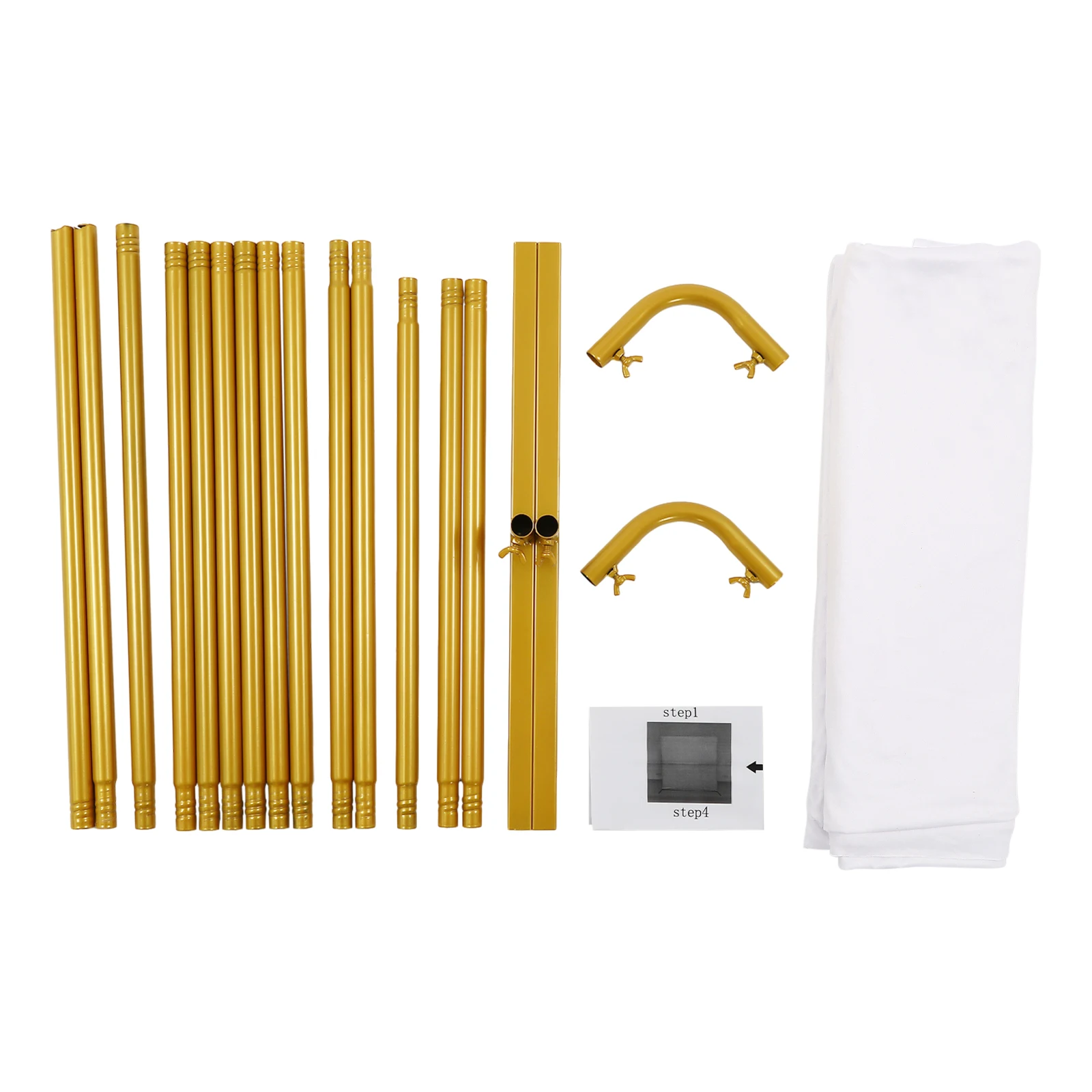 1.5 * 2m Wedding Pole Bracket With Pull Rod+Elastic Cloth Cover Gold Bracket+White Cover