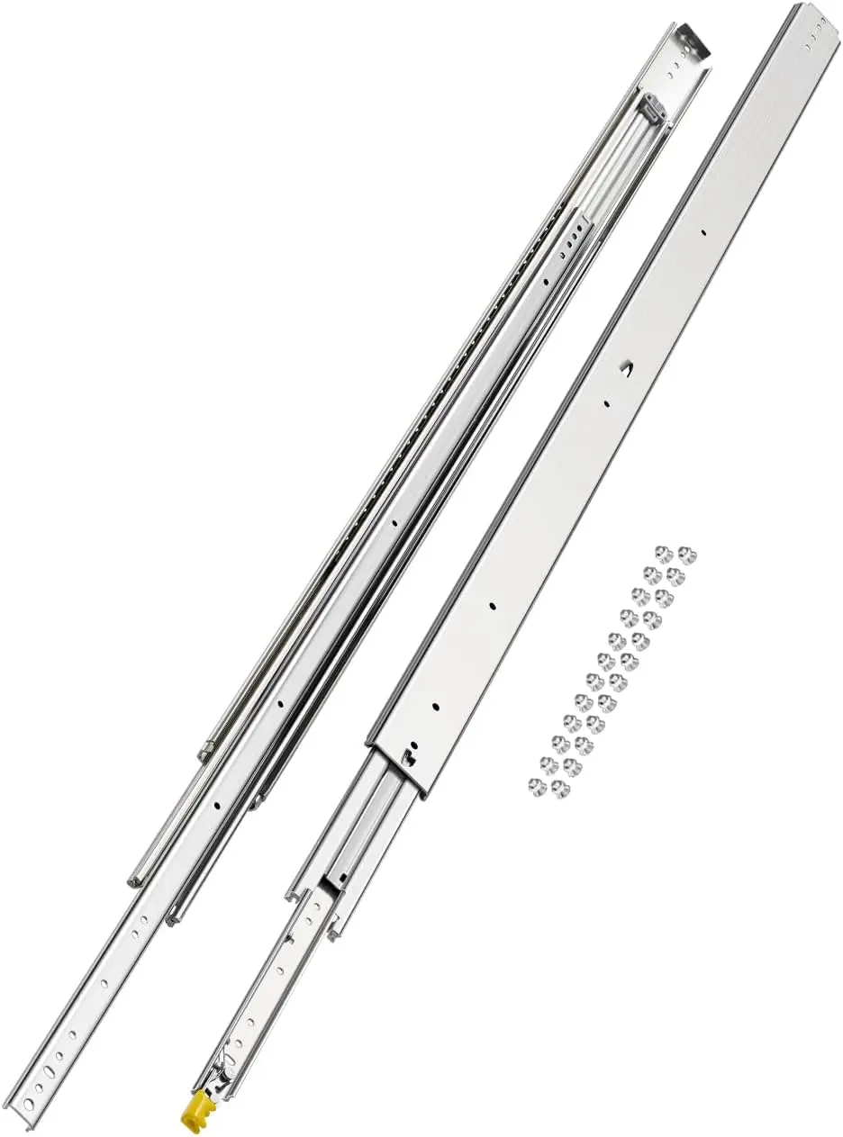 Heavy Duty Drawer Slides, 1 Pair 60inch Locking Drawer Slides, 500lbs Load Capacity, Side Mount Ball Bearing Drawer Glides, Full