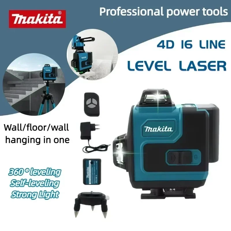 Makita 18V LXT 16 Lines Green Laser Level 360° Auto Self Leveling 6.0Ah Lithium Battery Construction Wall Tile Measuring Tool