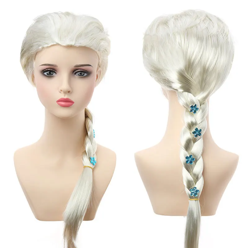 Girls Braided Wig with Snowfalke Children Halloween COS Princess Elsa Wig Set Frozen Elsa Princess Elsa Dress Up Wig Braid Set