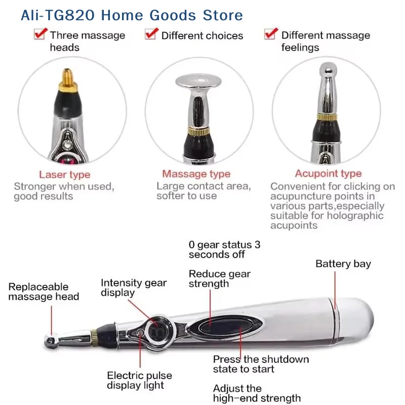 5 In 1 Electronic Acupuncture Pen Meridian Energy Pulse Massage Pen Acupoint Stimulation Pain Relief Muscle Relaxation Portable