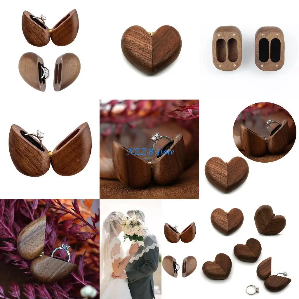 

T21F Шкатулка для драгоценностей Помолвка Свадьба Годовщина Путешествие Шкатулка для драгоценностей Сердце Кольца Держатель