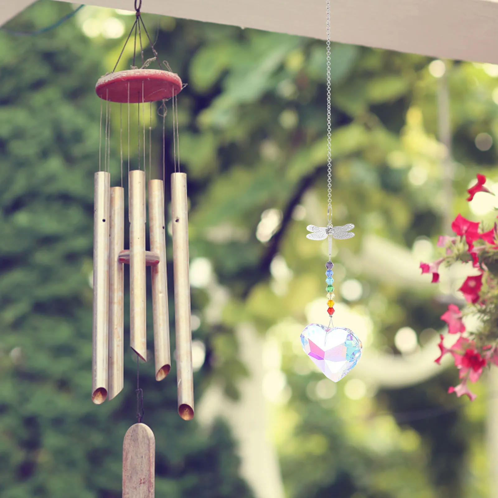 

6pcs Rainbow Maker Hanging Decor Crystal Butterfly Dragonfly Charms For Window Garden Living Room Sun Catcher Home Outdoor