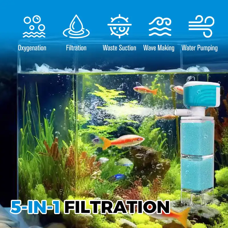 Sponge Filter Aquarium Internal Filter Water Purification Multi-functional Fish Tank Water Pump Wave Make Stool Sucker Air Pump - Image 6