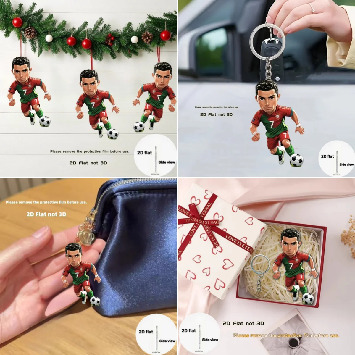 C Ronaldo Soccer Player Keychain 2D Acrylic Pendant Versatile Charm Decor for Car Mirror Backpacks Birthdays Festive Party Gift view 6